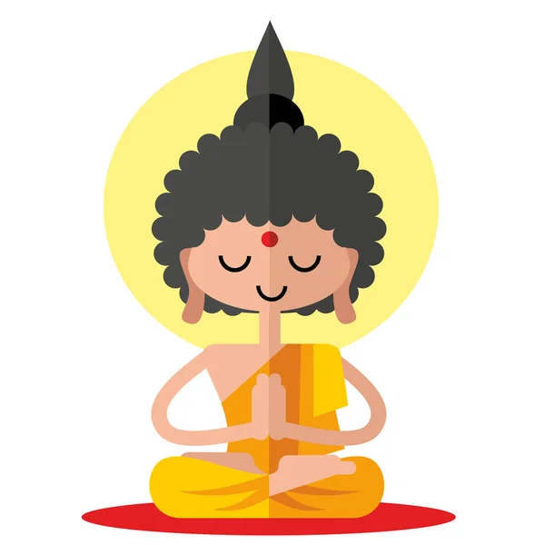 Buddah Monk Flat Illustration — Image vectorielle