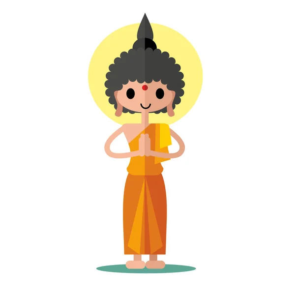 Buddah Monk Flat Illustration — Stock vektor