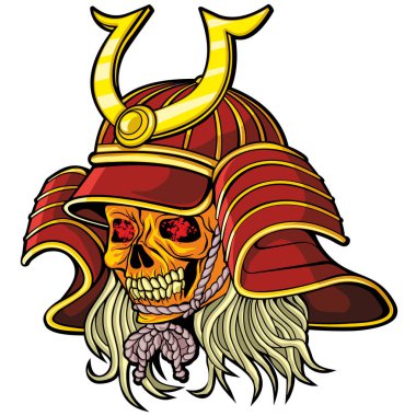 Samuray kafatası, grunge vintage tişört tasarımı