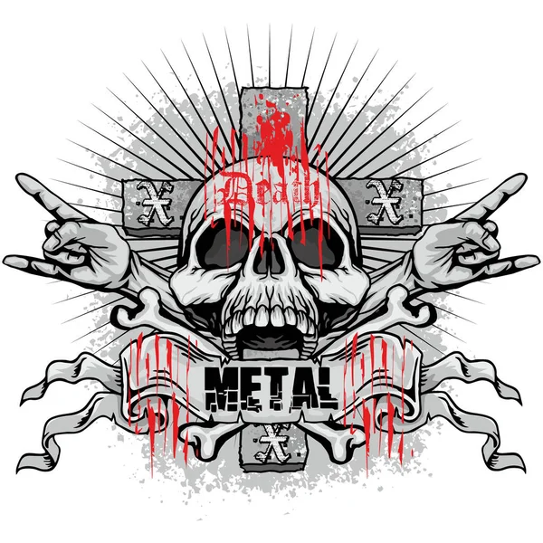 Gothic Sign Skull Grunge Vintage Design Shirt — Stock Vector