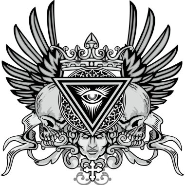 Kafatası ve çiçekli gotik tabela, grunge marka tişörtler.