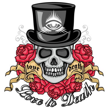 Kafatası ile gotik tabela, grunge vintage tasarım tişörtler