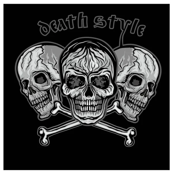Sinal Gótico Com Crânio Grunge Vintage Design Shirts — Vetor de Stock
