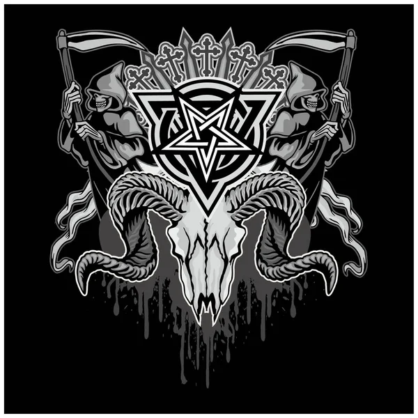 Kafatası ile gotik tabela, grunge vintage tasarım tişörtler