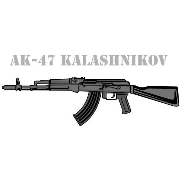 Machinegeweer Kalashnikov Platte Illustratie — Stockvector