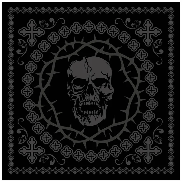 Gothic Pattern Skull Bandana — Stock Vector