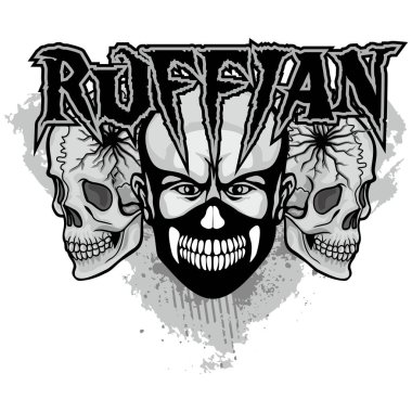 Gangster kafatası, grunge vintage dizayn tişörtü