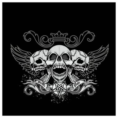 Kafatası ile gotik tabela, grunge vintage tasarım tişörtler