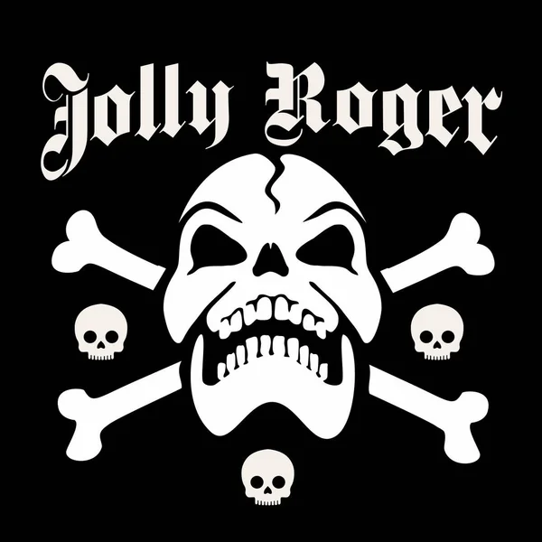 Piratenfahne Mit Totenkopf Jolly Roger Grunge Vintage Design Shirts — Stockvektor