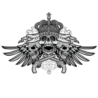 Kafatası ile gotik tabela, grunge vintage tasarım tişörtler