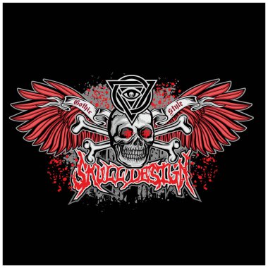 Kafatası ile gotik tabela, grunge vintage tasarım tişörtler