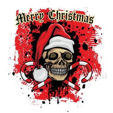 Kafatası ile Xmas işareti, grunge vintage dizayn tişörtü