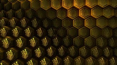 Soyut altıgen animasyonu çok renkli desen 4K pürüzsüz kavram