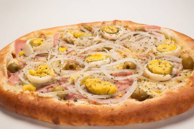 Pizza, dünyanın en çok tüketilen yiyeceklerinden biri, çok sayıda çeşidi ve çeşidi var, lezzetli, tatlı, fırında kızartılmış, vs...