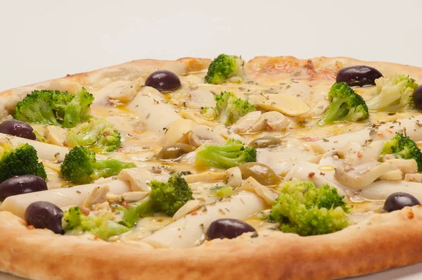 Pizza Jedna Najbardziej Spożywanych Potraw Świecie Względu Dużą Liczbę Odmian Zdjęcia Stockowe bez tantiem