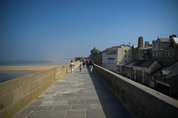 Uitzicht Muur Van Sint Malo Aan Kust Van Harnas Bretagne — Stockfoto