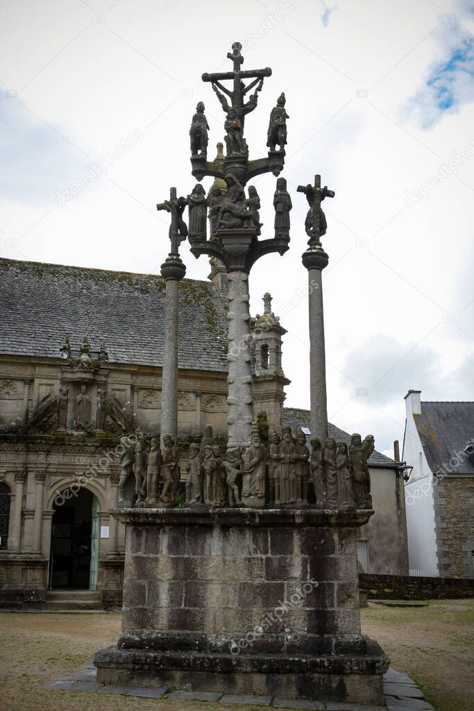 View on the parish enclosure of Saint Thegonnec in finistere in Britanny