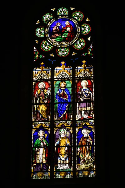 Vista Sobre Vitral Recinto Paroquial Saint Thegonnec Finistere Bretanha — Fotografia de Stock