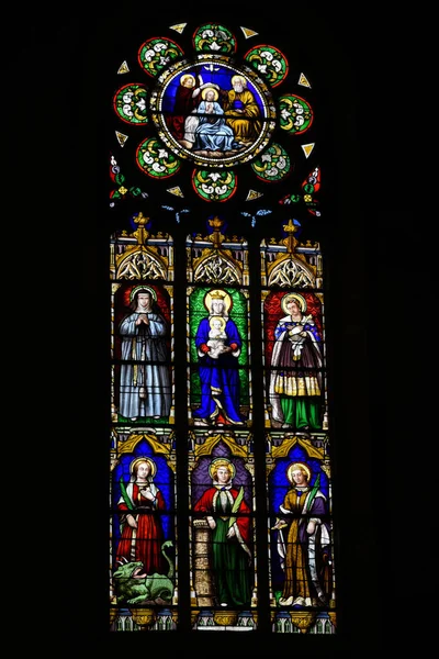 Vista Sobre Vitral Recinto Paroquial Saint Thegonnec Finistere Bretanha — Fotografia de Stock