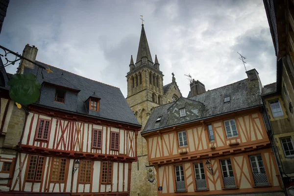 Vista Del Centro Ciudad Vannes Sus Casas Entramado Madera Morbihan — Foto de Stock