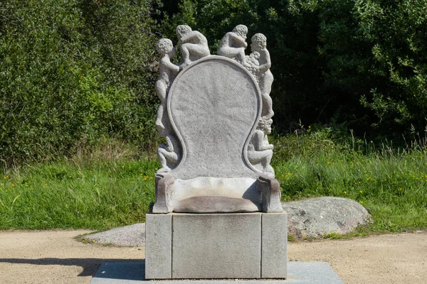 Widok Granitową Rzeźbę Miejscowości Perros Guirec Bretanii — Zdjęcie stockowe