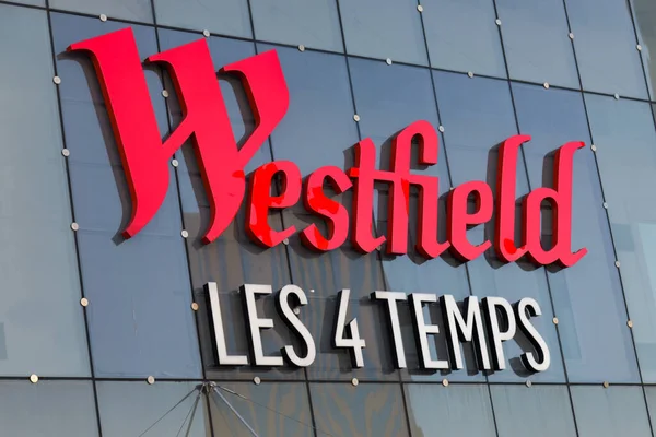 Febrero 2022 Defensa Francia Vista Sobre Letrero Westfield Les Temps — Foto de Stock