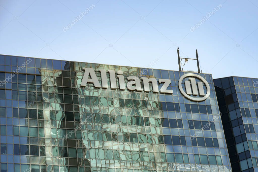FEBRUARY 2022 - LA DEFENSE - FRANCE: view on the Allianz signboard