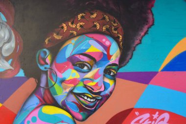 March 2022 - Paris - France: view on street art of unknow artist on the wall of the city
