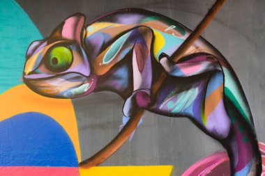 Mart 2022 - Paris - Fransa: Şehrin duvarında tanınmayan bir sanatçının sokak sanatına bakış