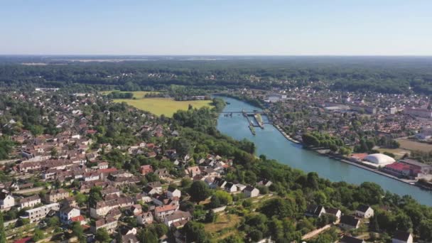 Aerial View City Thomery — Vídeo de Stock