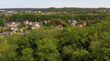 aerial view of the church of Nemours in France