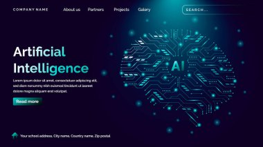 Beyin Yapay Zeka Teknolojisi Fütürist Hologram Stili İniş sayfası