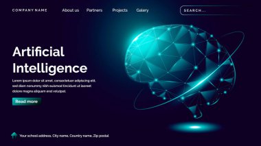 Beyin Yapay Zeka Teknolojisi Fütürist Hologram Stili İniş sayfası