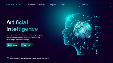 İnsan Yapay Zeka İniş Sayfası Fütürist Teknoloji Stili