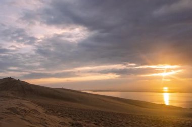 The Dune of Pilat, also called Grande Dune du Pilat, is the tallest sand dune in Europe. It is located in La Teste-de-Buch in the Arcachon Bay area, France, 60 km southwest of Bordeaux. 
