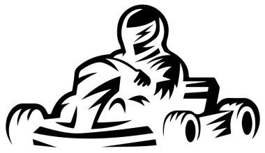 Winner of the karting race, logo illustration.