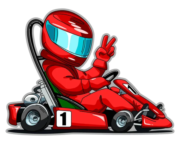 Winner Karting Race Logo Illustration — Stok fotoğraf