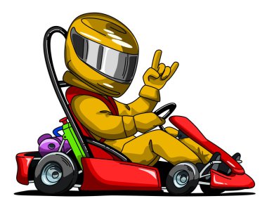 Kart race winner, logo illustration on white background. 
