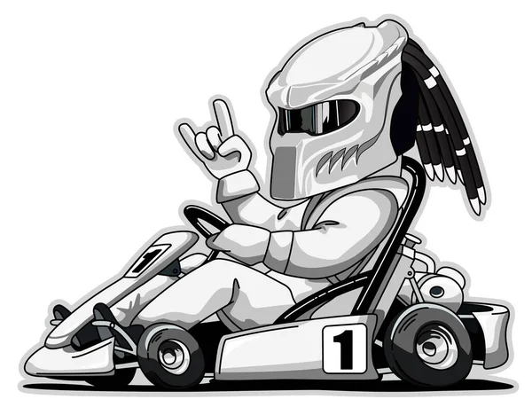 Kart Race Winner Logo Illustration White Background Sticker —  Fotos de Stock