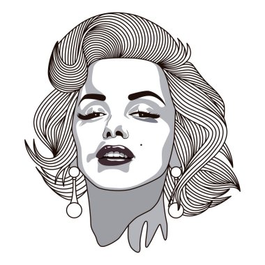January 9, 2022: Marilyn Monroe. Illustration is hand-drawn.