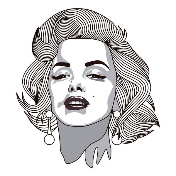 January 2022 Marilyn Monroe Illustration Hand Drawn Stock Photo