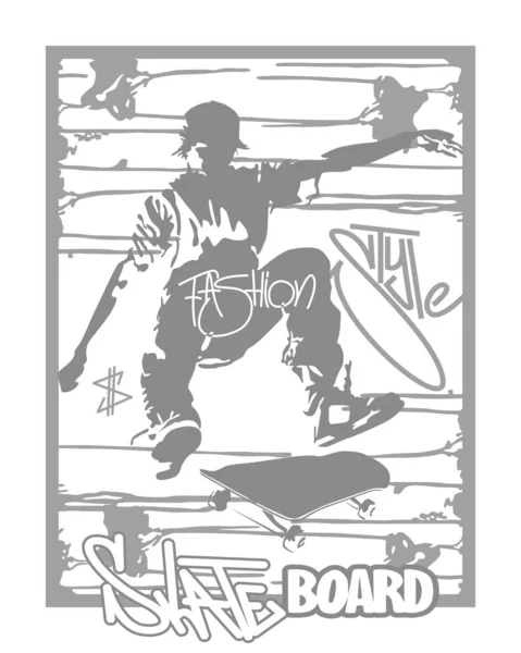 Graue Silhouette Eines Skateboarders Auf Isoliertem Hintergrund Skateboard Logo Trendy — Stockfoto