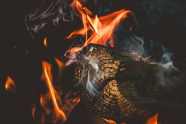 Kamp ateşinde yanan odunlar.. 