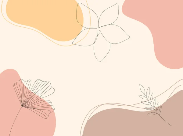 概要ベージュ色のファッションニュートラルな花の要素を持つアート植物の背景 ボヘミアンスタイル現代壁紙 ベクトルパステル豪華な背景 — ストックベクタ