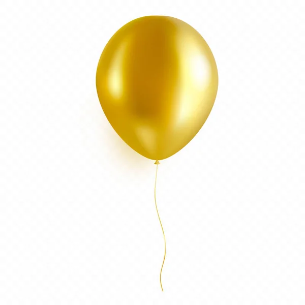 Gold Helium Balloon Απομονωμένο Διαφανές Φόντο Χρυσή Μπάλα Ρεαλιστικό Στυλ Διάνυσμα Αρχείου