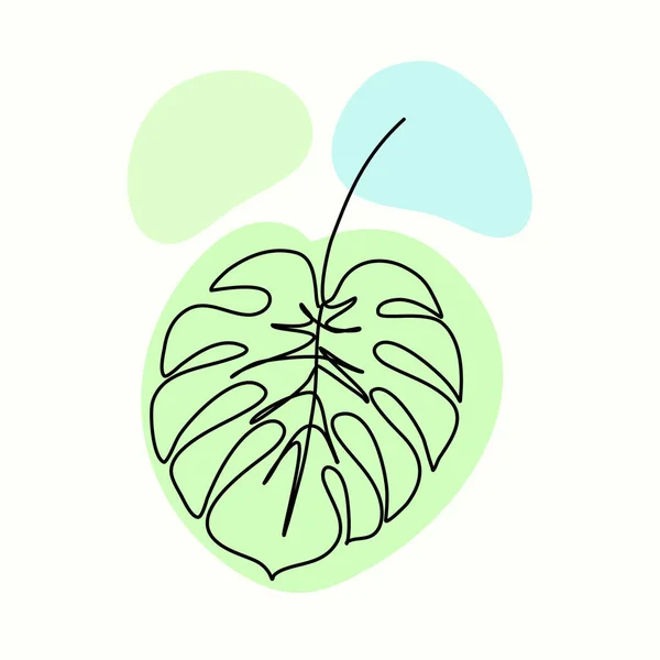 Monstera Leaf Современными Пятнами Светло Зеленом Фоне Векторный Ботанический Дизайн — стоковый вектор
