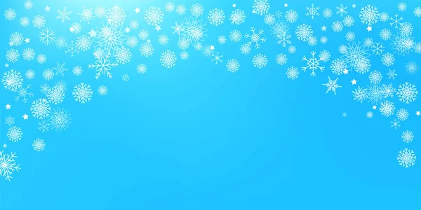 Schneefall Isoliert Auf Blauem Hintergrund Realistischen Stil Vektor Schneeflocke Fantasy — Stockvektor