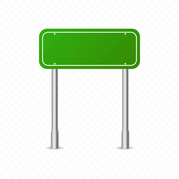 Grön Trafikskylt Ikon Vägskyltar Mockups Vektor Metall Pekare Isolerad Transparent — Stock vektor