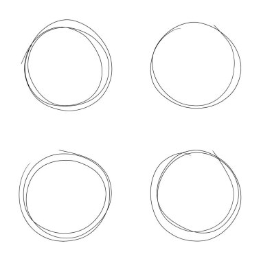 Karalama çemberi çizimi beyaz arkaplanda izole edilmiş. Mesajlar, notlar için tuhaf şekiller koleksiyonu. Vektör.
