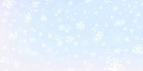 Snowfall Isolated Holiday Blue Background Realistic Style Vector Snowflake Fantasy — Stock Vector